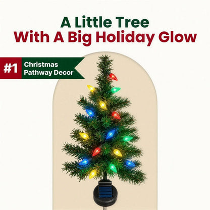 SolarNoel solar Christmas tree pathway light with multicolor bulbs